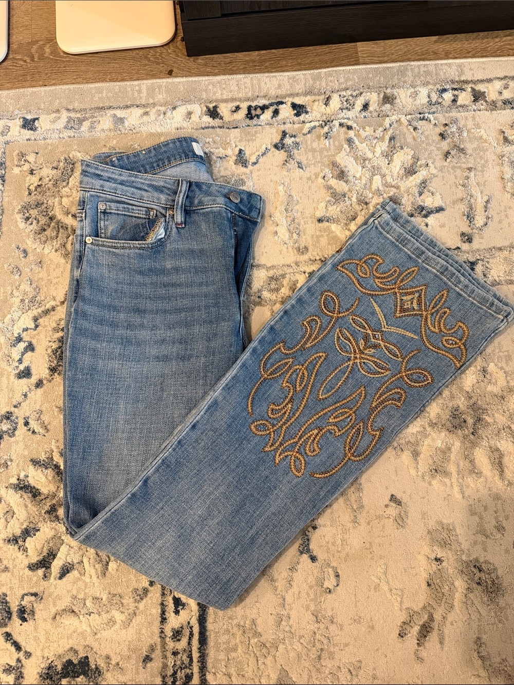 Idyllwind Women's Light Blue Boot Cut Jeans with Gold Embroidery
